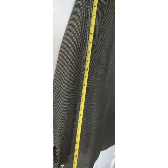 CANALI Suit Jacket Mens Mustard Green Houndstooth‎ Plaid Cashmere Wool Silk